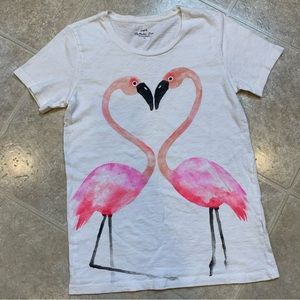 J. Crew “Collector Tees” White Flamingos T-Shirt XS